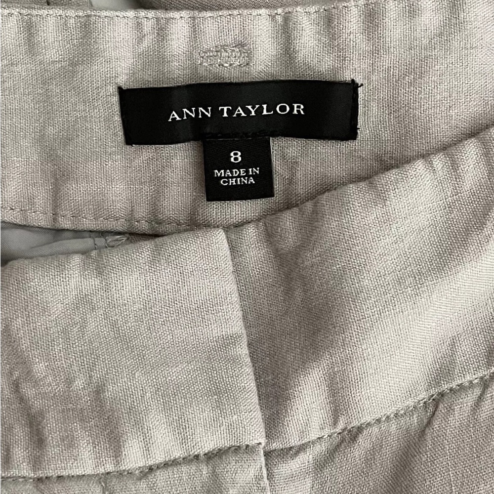 Ann Taylor Ankle Trouser Pants Size 8 Linen Blend Hook & Bar Zipper Closure Gray - Picture 6 of 9
